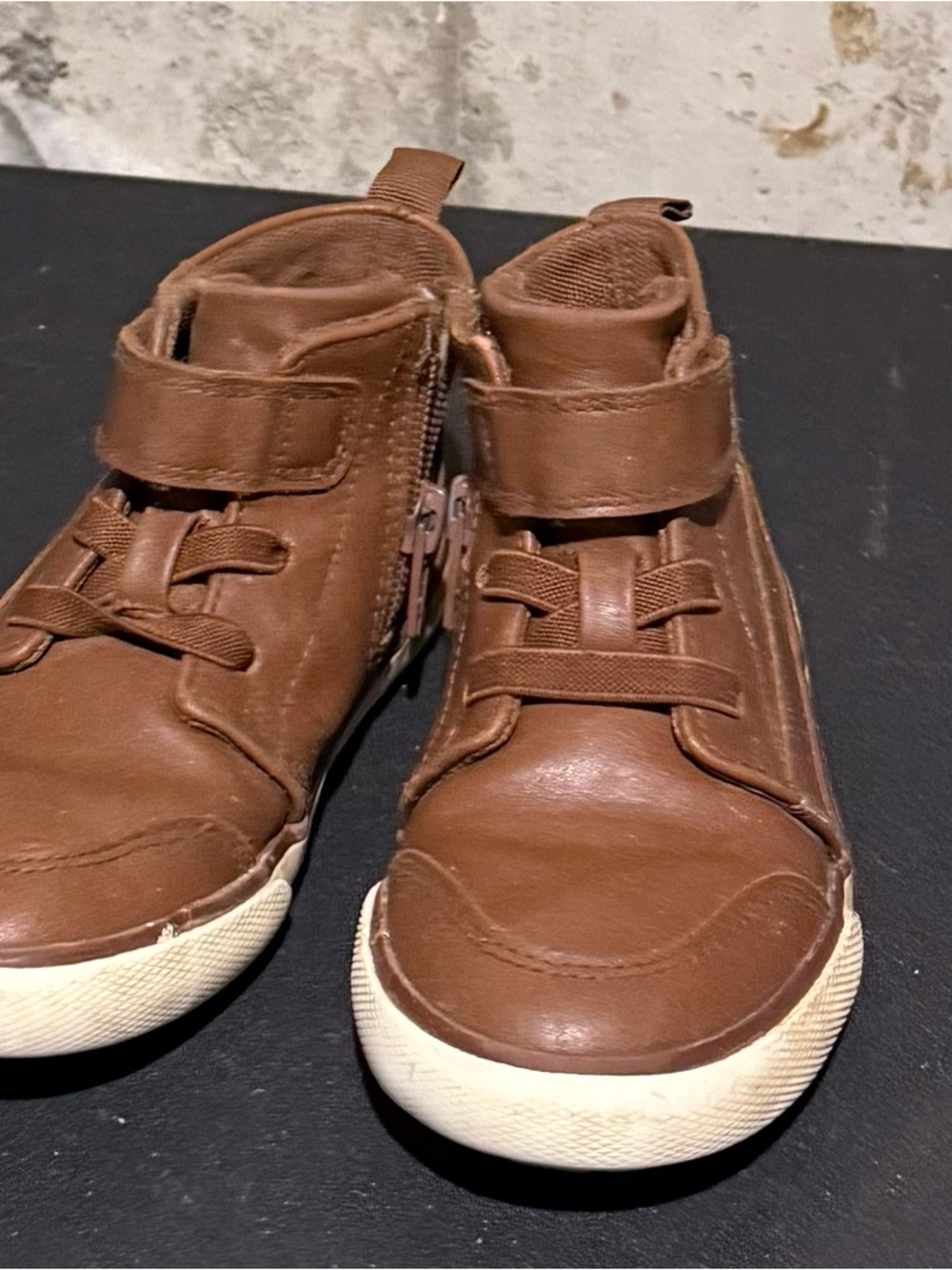 Kids Brown High-Top Casual Sneakers - Comfortable Everyday Shoes